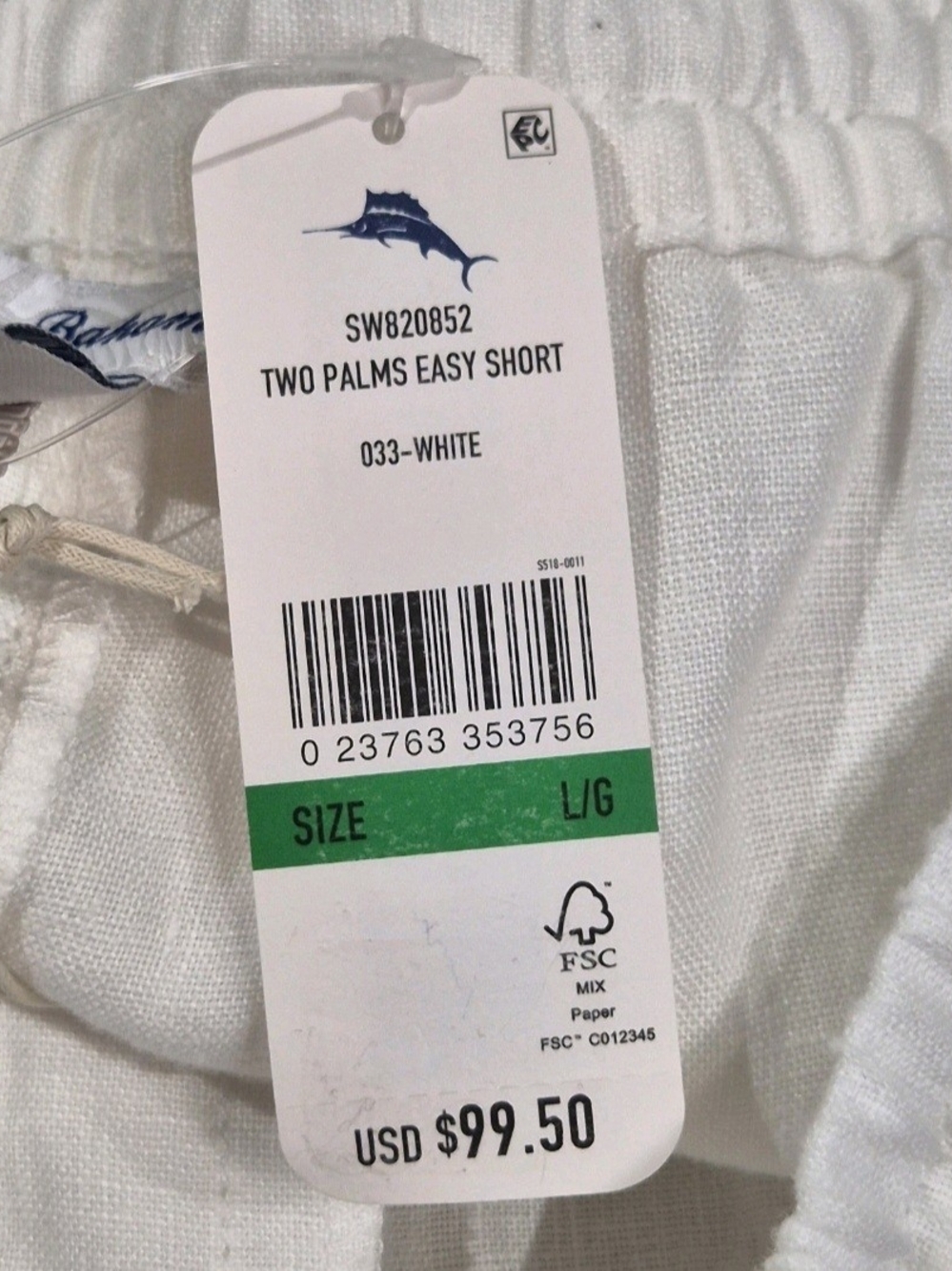Tommy Bahama Linen Shorts Womens Size L Large Two Palms High-Rise White NWT 65 - Picture 12 of 12